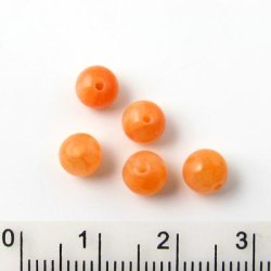 Candy-jade, rund perle, orange, 6 mm, 10 stk