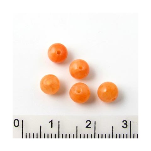 Candy-jade, rund perle, orange, 6 mm, 10 stk
