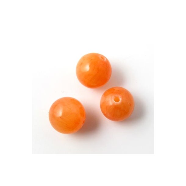 Candy-jade, rund perle, orange, 8 mm, 6 stk