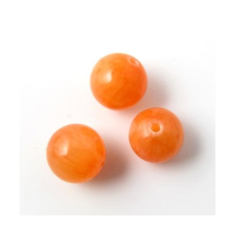 Candy-jade, rund perle, orange, 10 mm., 6 stk