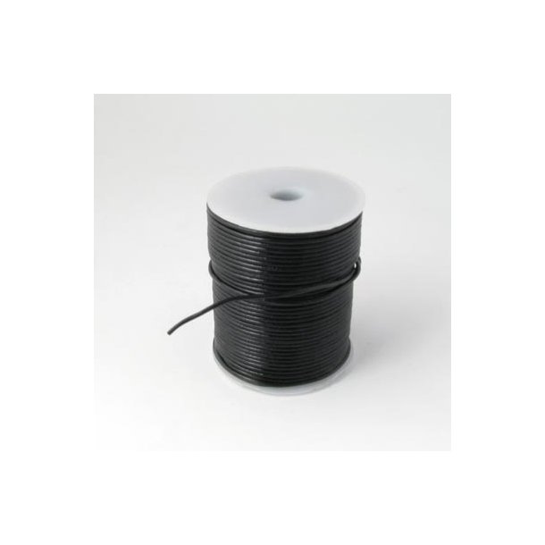 Leather cord, black, 1.5mm, 25m (small reel)