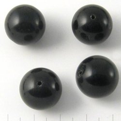 Onyx bead, round, black, diameter 16mm, 4pcs.