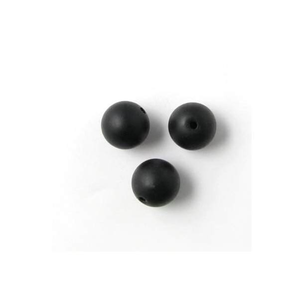 Black-stone, sort rund, mat, 10 mm, 6 stk.