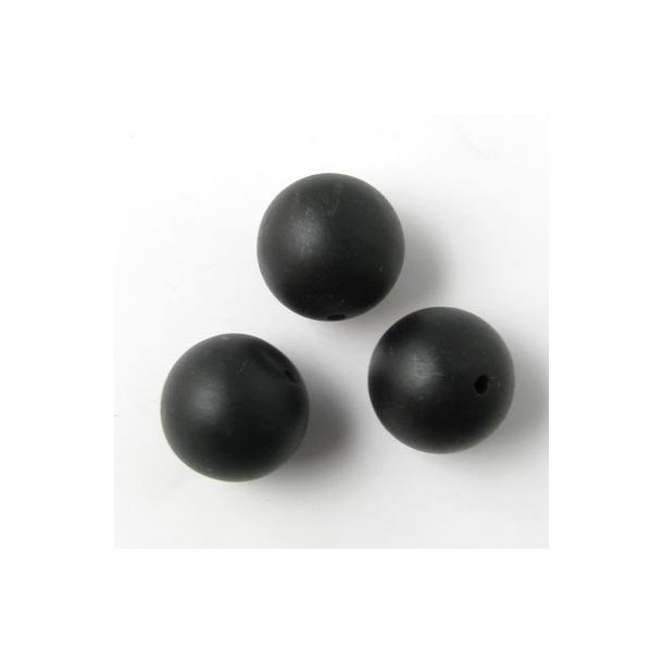 Black-stone, rund, mat, 14 mm, 6 stk.