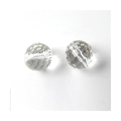 Krystal, klar, facetteret perle, rund, 10 mm. 4 stk.