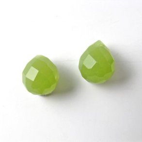 Kristalle, lime-grn, facettierte Tropfen, kurz, 11x8 mm, 2 Stk