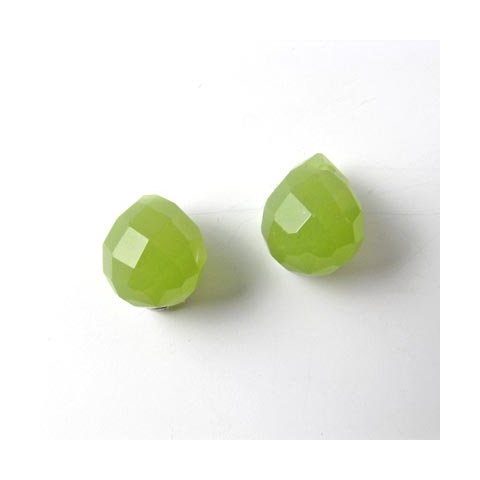 Kristalle, lime-gr&uuml;n, facettierte Tropfen, kurz, 11x8 mm, 2 Stk