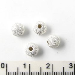 Stardustperlen, Silber, rund, Durchmesser 6 mm, 2 Stk.