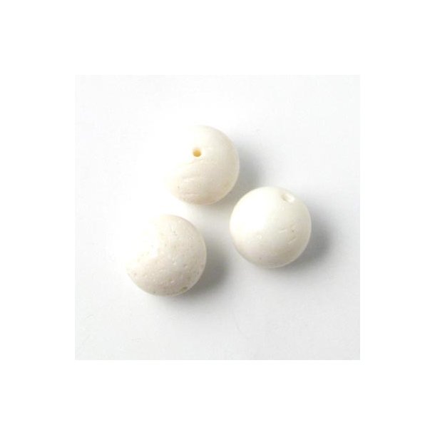 White coral bead, round rustic, 12mm, 6 pcs