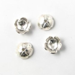 Perlenschalen, Silber, einfache Blume, f&uuml;r 8 mm Perlen, 4 Stk.