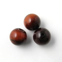 Ox' eye, dark red, round beads, 10mm, A-grade, 6pcs.
