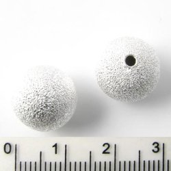 Stardust bead, Silver-plated brass, 14mm. 4pcs.