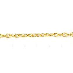 Cable chain, open, gold-plated sterling silver, wire 0.3mm, link width 1.45mm, 50cm