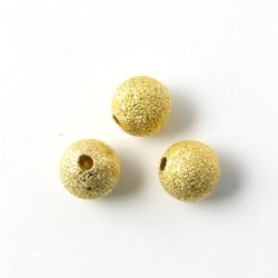 Gilded brass stardust bead, 8mm, 4pcs.