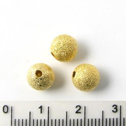 Gilded brass stardust bead, 8mm, 4pcs.