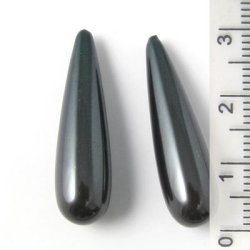 Shellpearls, Tropfen, lang, dunkelgr&uuml;n, 8x30 mm, angebohrt