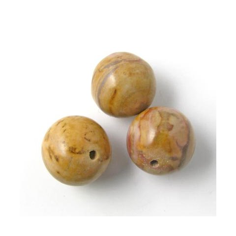 Grain Stone, jaspis, rund perle, 12 mm. 6 stk.