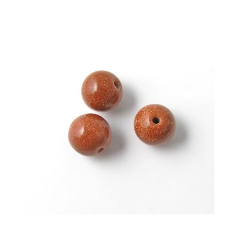 Braun-goldener Sandstein, runde Perle, 8 mm. 6 Stk.