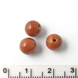 Braun-goldener Sandstein, runde Perle, 8 mm. 6 Stk.
