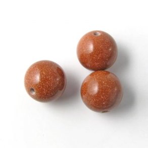 Braun-goldener Sandstein, runde Perle, 10 mm. 6 Stk.