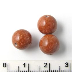 Braun-goldener Sandstein, runde Perle, 10 mm. 6 Stk.