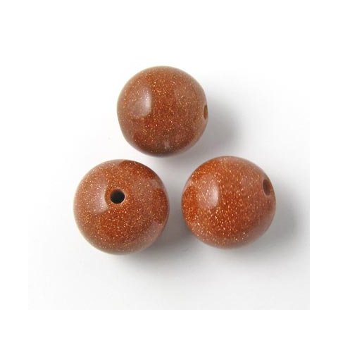 Braun-goldener Sandstein, runde Perle, 12 mm. 6 Stk.