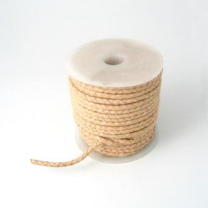 Lederband, geflochten, natur, 4 mm, 0,5 m