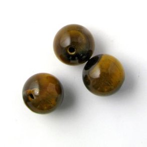 Tigerauge, runde Perle, gelb-braun, 10 mm, 6 Stk.