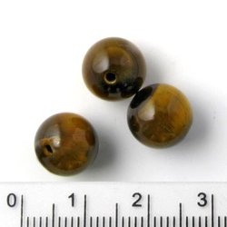 Tigerauge, runde Perle, 10 mm, A-grade, 6 Stk.