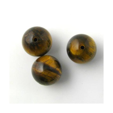 Tiger-&oslash;je, rund perle, gul-brun changerende, 12 mm, 6 Stk