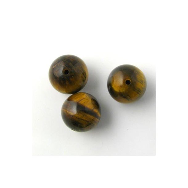 Tigerauge, runde Perle, gelb-braun, 12 mm, 6 Stk