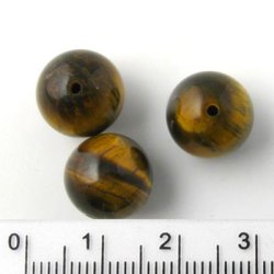 Tigerauge, runde Perle, gelb-braun, 12 mm, 6 Stk