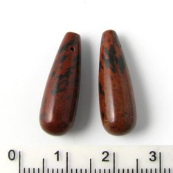 Rhodochrosite, teardrop drilled horizontally at the top, 23x8x4mm, 2pcs.