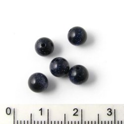 Blue Golden Sandstone, runde Perle, 6 mm. Strang ca. 65 stk.