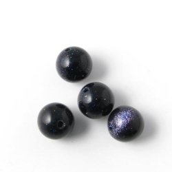 Blue golden sandstone, round bead, 8mm.