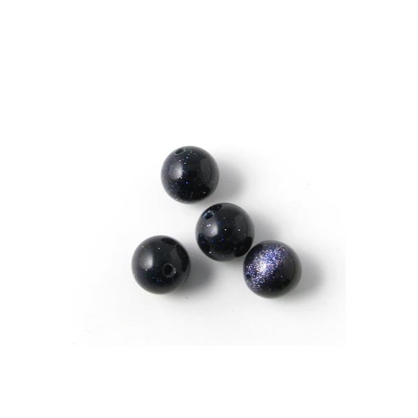 Blau-goldener Sandstein, runde Perle, 8 mm.