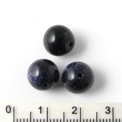 Blau-goldener Sandstein, runde Perle, 10 mm, 6 Stk