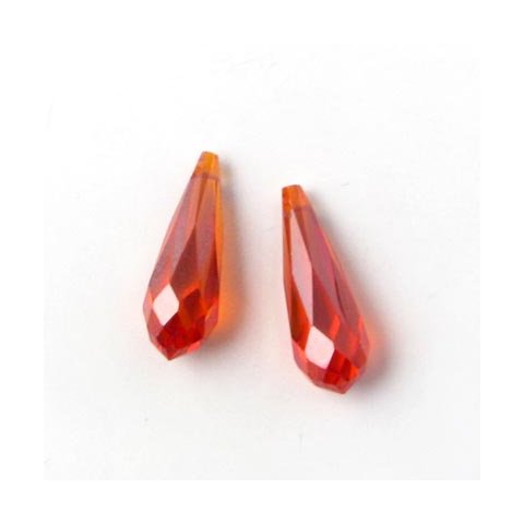 Zirkonia, prisme dr&aring;be, orange, 15 x 5 mm.