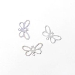 Filigrane Anh&auml;nger, Schmetterling, mit &Ouml;se und Loch, 13x7 mm, 40 Stk.