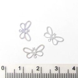 Filigrane Anh&auml;nger, Schmetterling, mit &Ouml;se und Loch, 13x7 mm, 40 Stk.