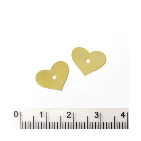 Silhuet-vedhæng, gyldent hjerte med hul i midten, 11x13 mm, 20 stk.