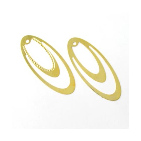Silhuet-vedhng, gylden oval med oval og hul, 41x14 mm, 8 stk.