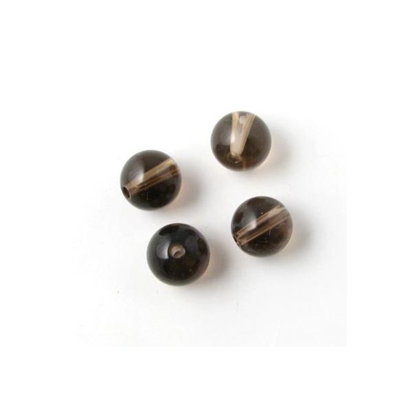 Røgkvarts perle, klar brun, 8 mm, 6 stk.