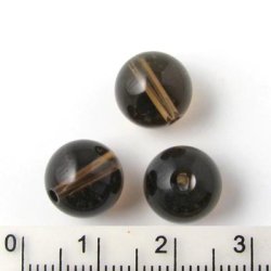 Smoky quartz, bead, 10mm. 6 stk