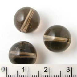 Smoky quartz, clear dark brown bead, 12mm, 6pcs.