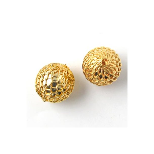Perle, in Netzoptik, gold, 13 mm, 2 Stk