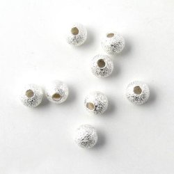 Stardust bead, Silver plated brass, 4mm, 10pcs.
