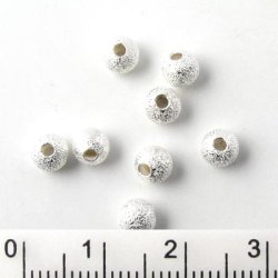Stardust bead, Silver plated brass, 4mm, 10pcs.