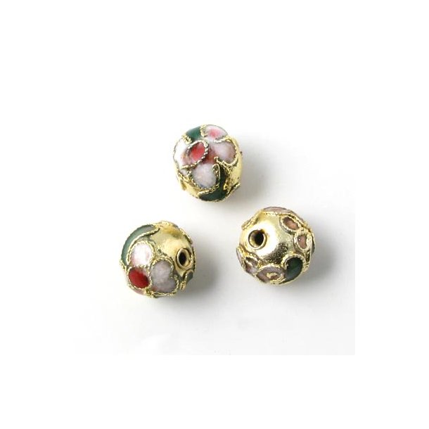 Cloisonn&eacute;&nbsp;Perlen,&nbsp;gold, rund,&nbsp;10 mm, 2 Stk.