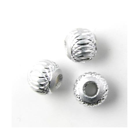Aluminium perle, s&oslash;lv, stort hul, 10 mm, 2 stk.